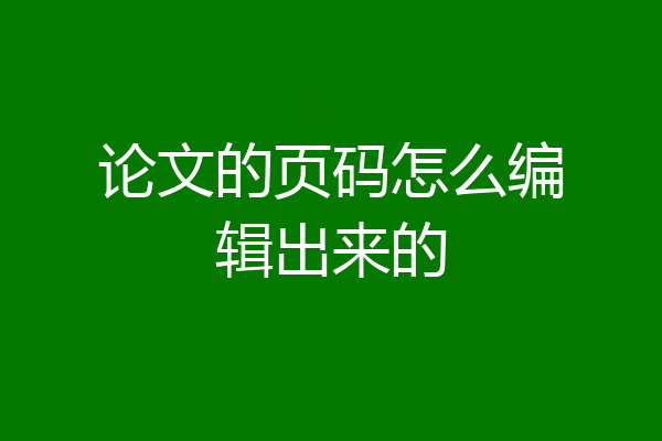 论文的页码怎么编辑出来的
