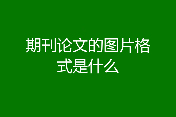 期刊论文的图片格式是什么