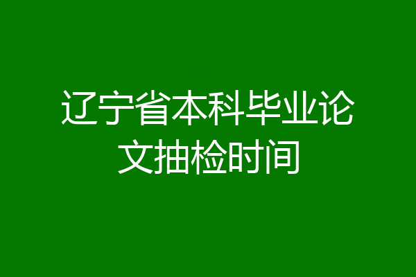 辽宁省本科毕业论文抽检时间