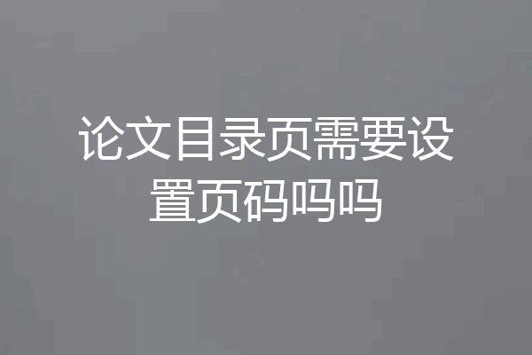 论文目录页需要设置页码吗吗