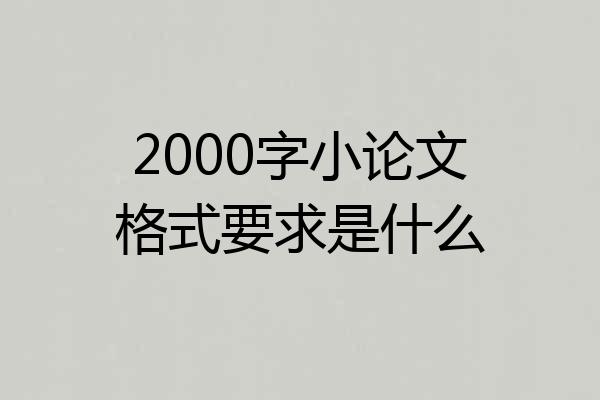 2000字小论文格式要求是什么