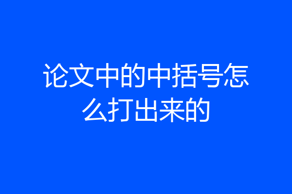 论文中的中括号怎么打出来的