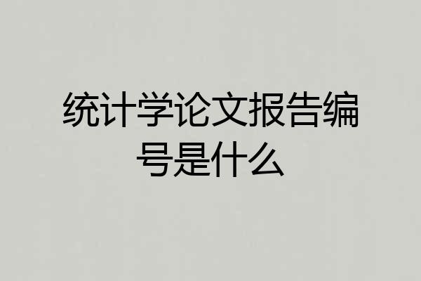 统计学论文报告编号是什么
