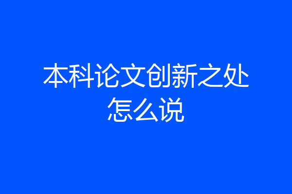 本科论文创新之处怎么说