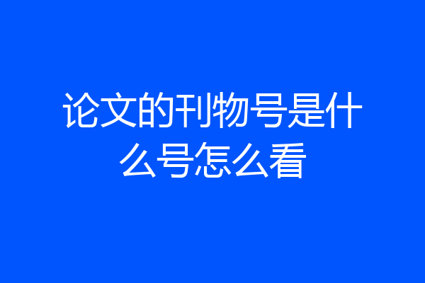 论文的刊物号是什么号怎么看