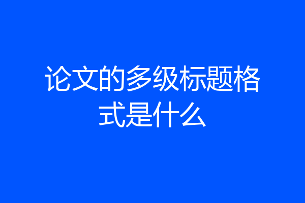 论文的多级标题格式是什么