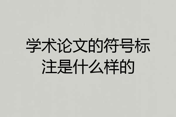 学术论文的符号标注是什么样的