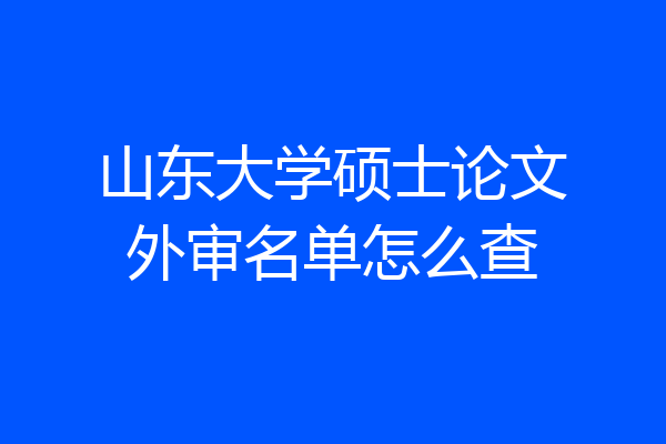 山东大学硕士论文外审名单怎么查