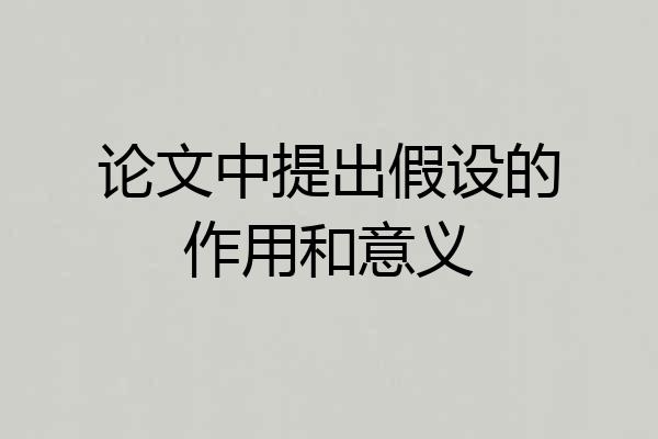 论文中提出假设的作用和意义