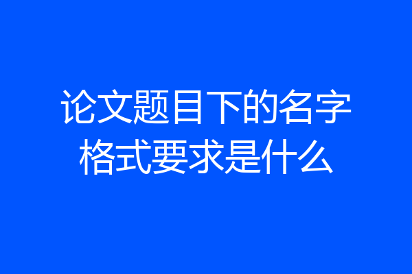 论文题目下的名字格式要求是什么