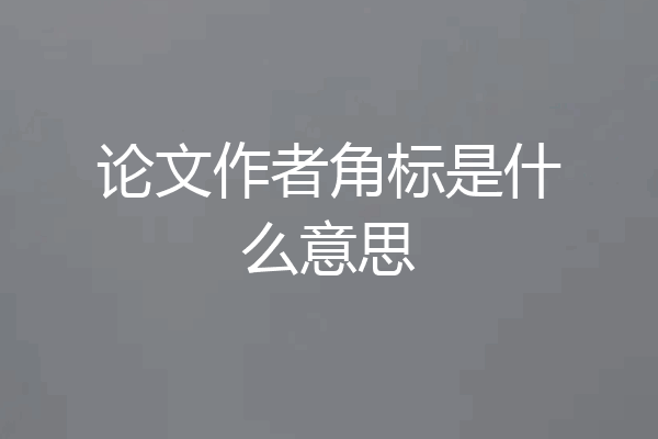 论文作者角标是什么意思