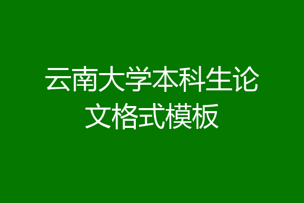 云南大学本科生论文格式模板