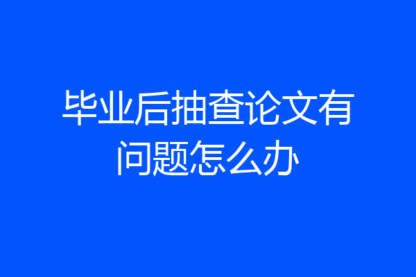 毕业后抽查论文有问题怎么办