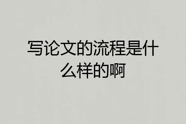 写论文的流程是什么样的啊