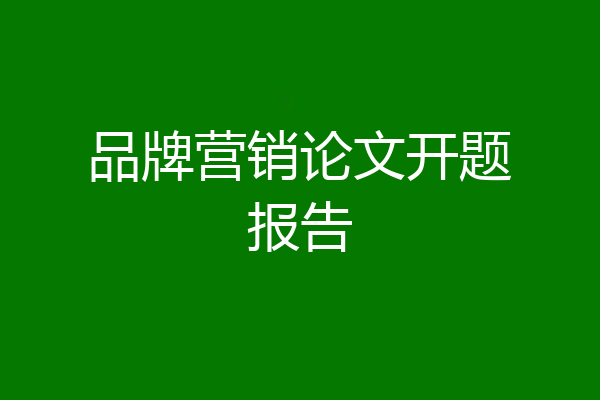 品牌营销论文开题报告