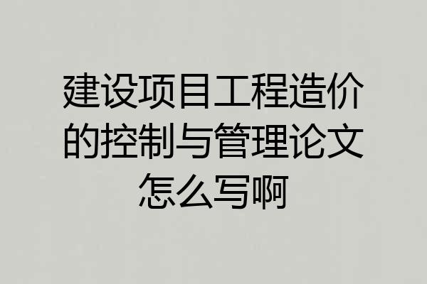 建设项目工程造价的控制与管理论文怎么写啊
