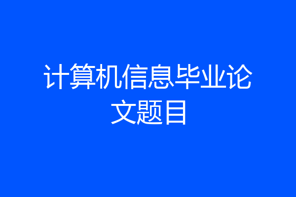 计算机信息毕业论文题目