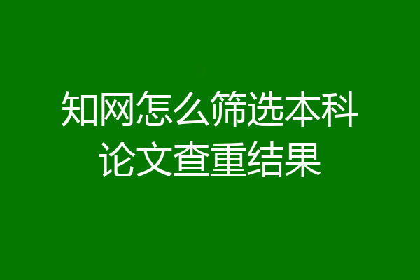 知网怎么筛选本科论文查重结果