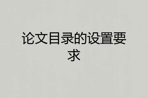 论文目录的设置要求