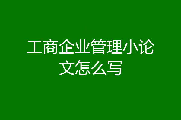 工商企业管理小论文怎么写