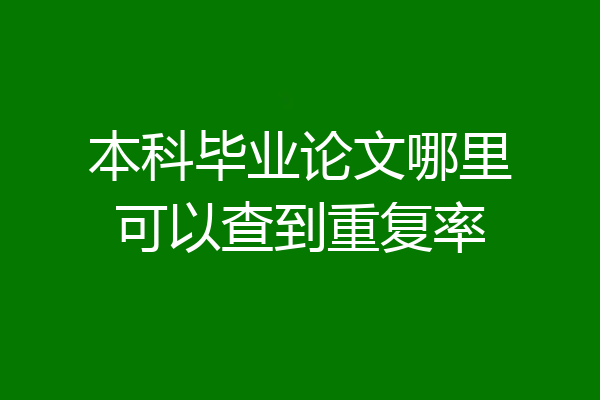 本科毕业论文哪里可以查到重复率