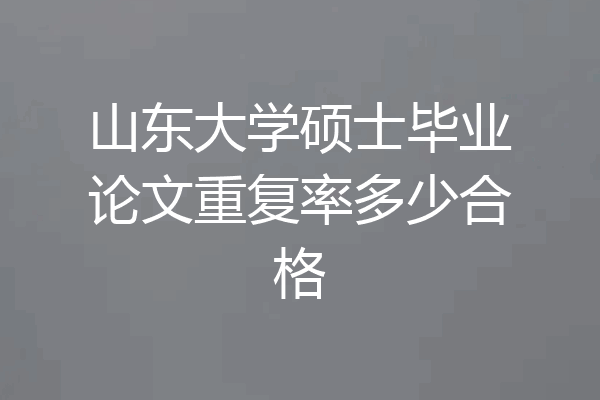 山东大学硕士毕业论文重复率多少合格