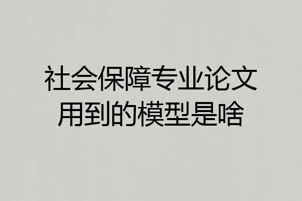 社会保障专业论文用到的模型是啥