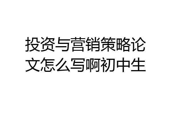 投资与营销策略论文怎么写啊初中生