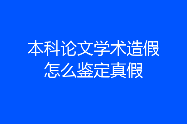 本科论文学术造假怎么鉴定真假