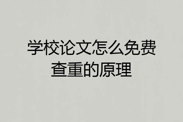 学校论文怎么免费查重的原理