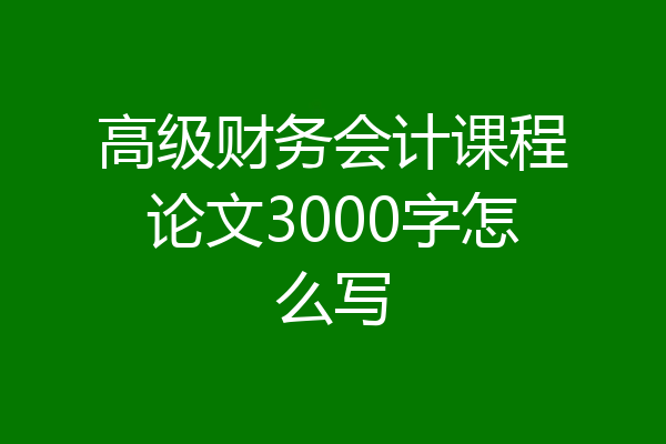 高级财务会计课程论文3000字怎么写