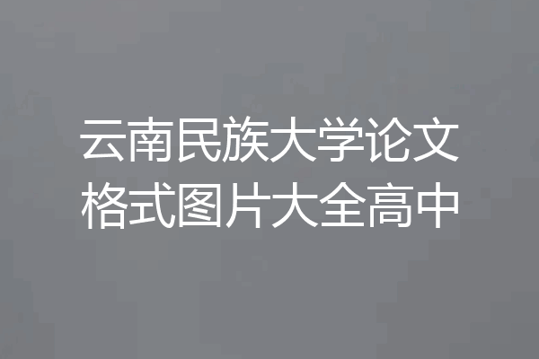 云南民族大学论文格式图片大全高中