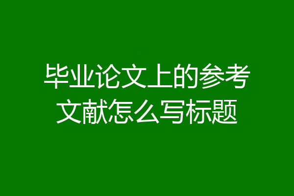 毕业论文上的参考文献怎么写标题