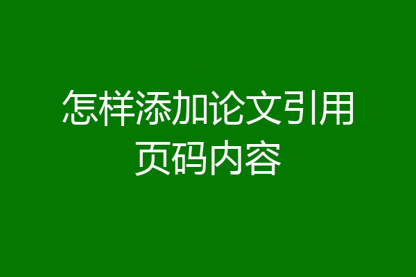 怎样添加论文引用页码内容