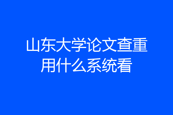 山东大学论文查重用什么系统看
