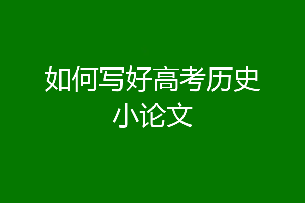 如何写好高考历史小论文