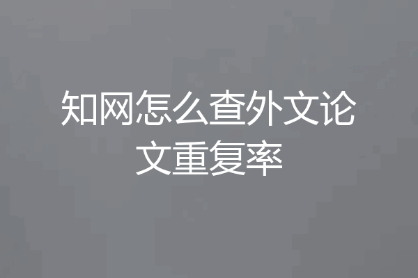 知网怎么查外文论文重复率