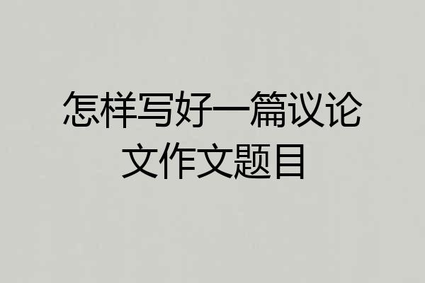 怎样写好一篇议论文作文题目