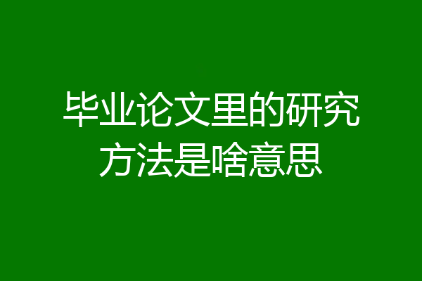 毕业论文里的研究方法是啥意思