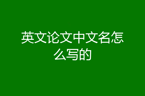 英文论文中文名怎么写的