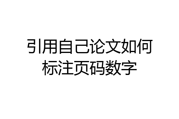 引用自己论文如何标注页码数字