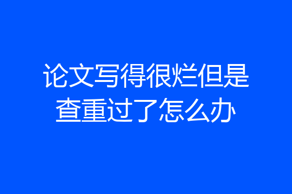 论文写得很烂但是查重过了怎么办