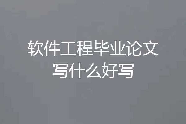 软件工程毕业论文写什么好写
