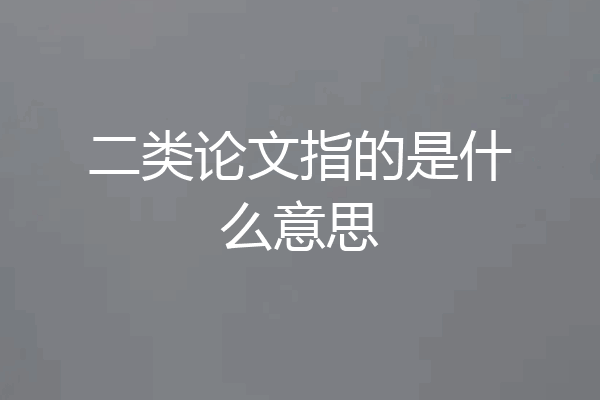 二类论文指的是什么意思