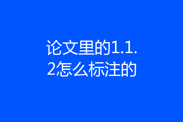 论文里的1.1.2怎么标注的