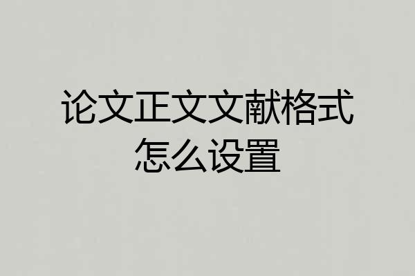 论文正文文献格式怎么设置
