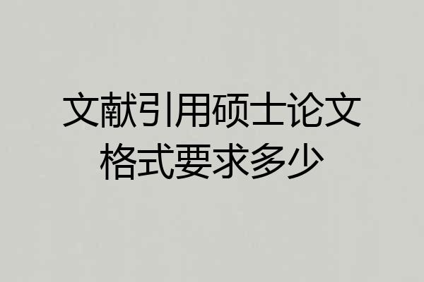 文献引用硕士论文格式要求多少
