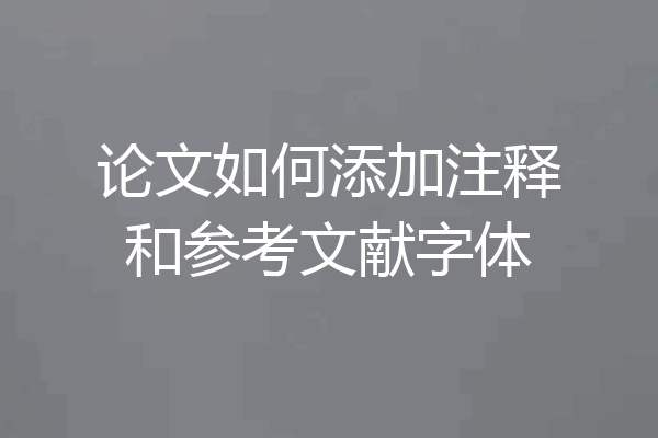 论文如何添加注释和参考文献字体