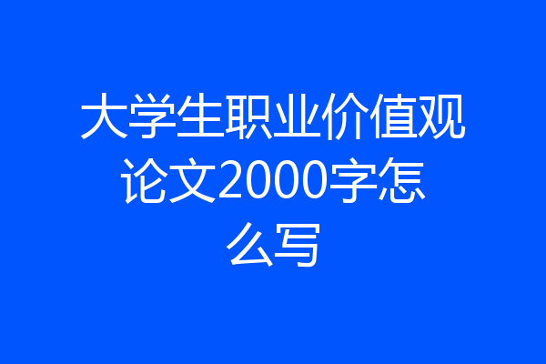 大学生职业价值观论文2000字怎么写