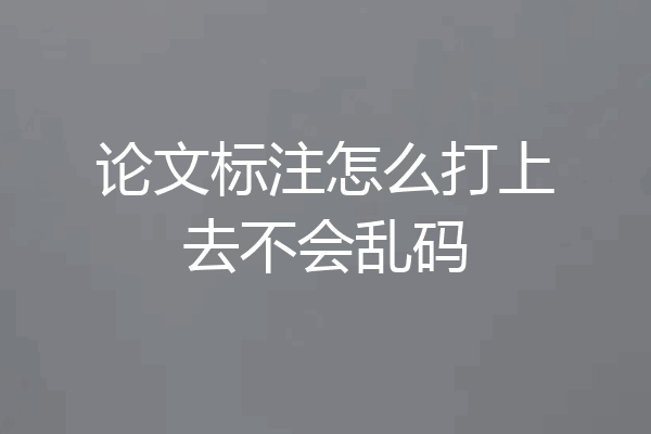 论文标注怎么打上去不会乱码